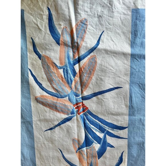 Vintage Southwest Tablecloth & 6 Napkins Set Blue & Orange Cotton Chilis Corn - Picture 5 of 16